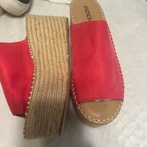 Hot Pink‎ suede Wedge shoes worn twice